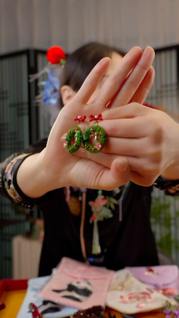 刺绣一*非遗绒花手工饰品