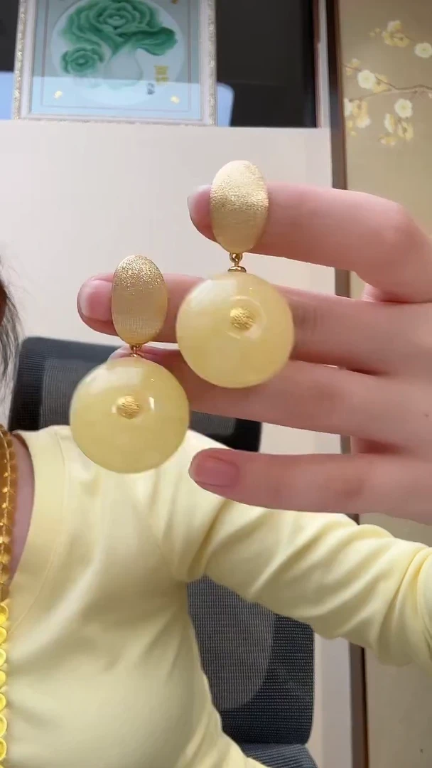 琥珀未镶嵌耳饰耳环