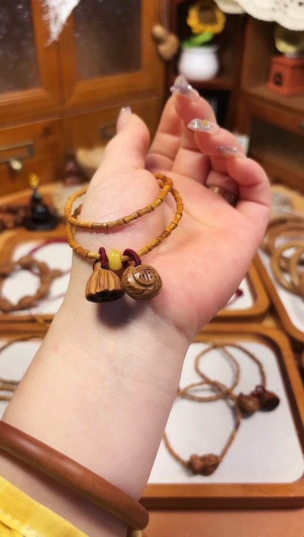 手串桃核双圈   竹节手串  福字加莲蓬   备注手围