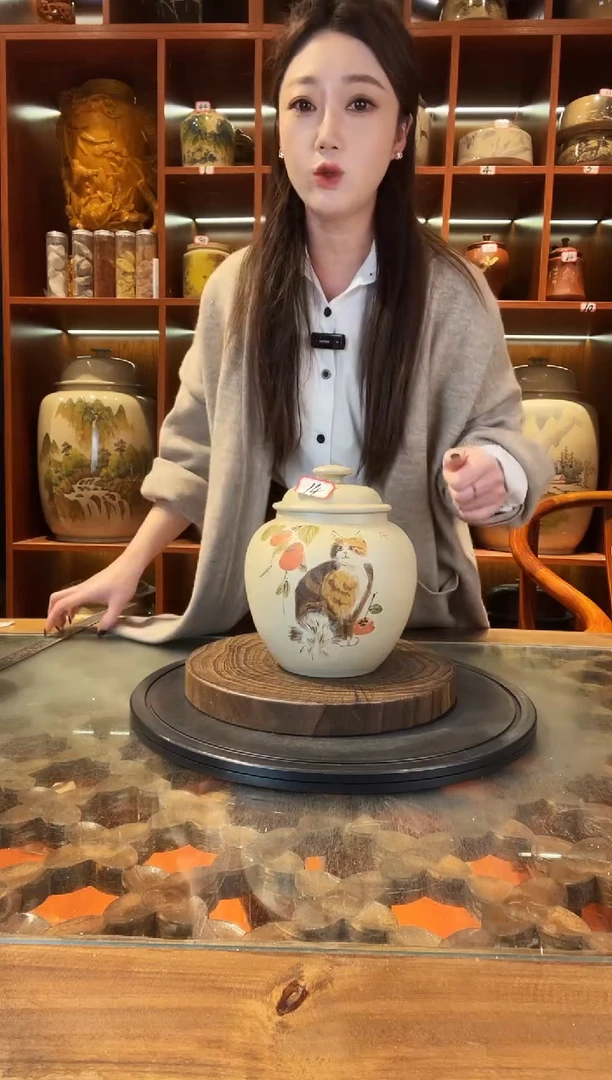 罐李正龙作品白泥小茶罐@14