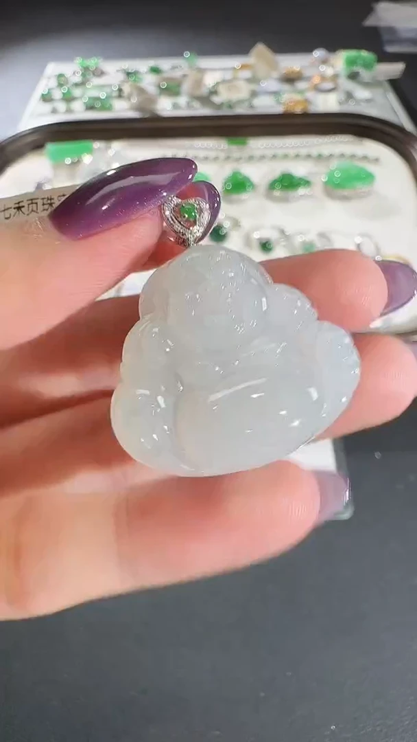 吊坠(不含链)18K金镶嵌翡翠【源头工厂】钻石镶嵌