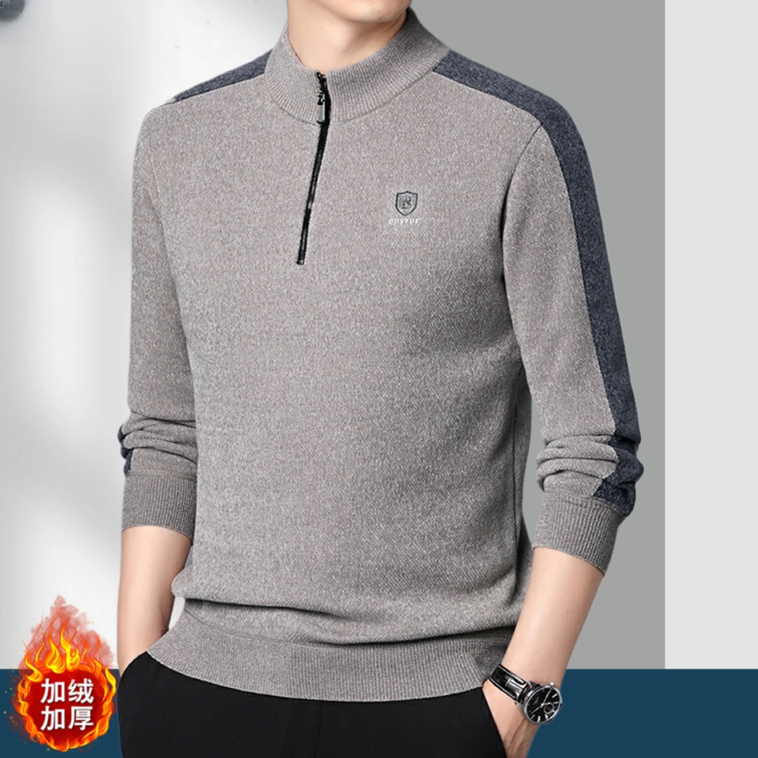 爆款加厚保暖百搭男士冬款拉链圆领套头时尚休闲卫衣上衣长袖加绒