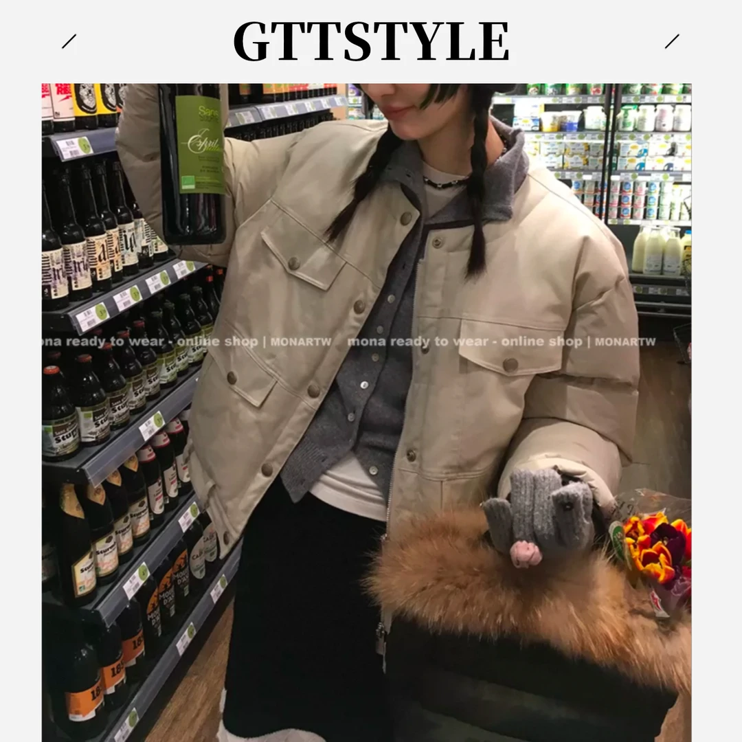 MONA 90白鸭绒复古简约短款设计感羽绒服女小个子 2024冬季新款