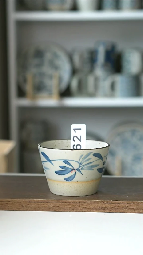 621微瑕青花常春藤猪口杯@4-2@