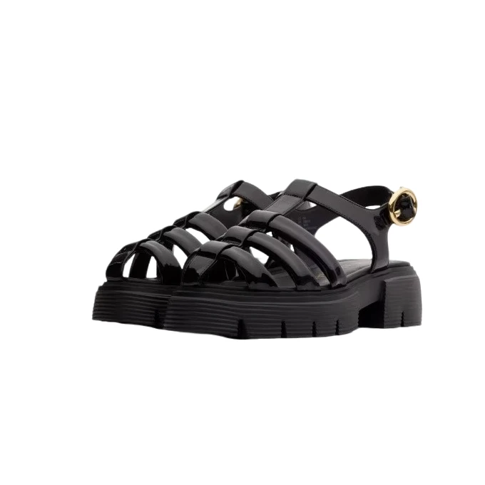StuartWeitzman【商场同款】NOLITA FISHERMAN SANDAL黑漆皮凉鞋