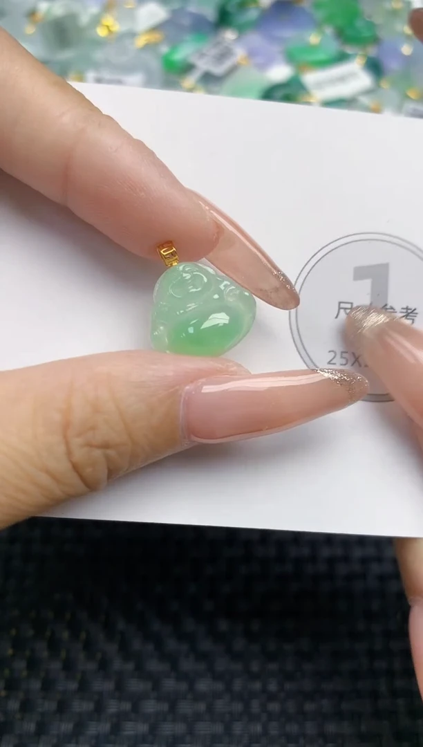 颈饰18K金镶嵌翡翠天然缅甸A货翡翠百元以上9元证书费自理