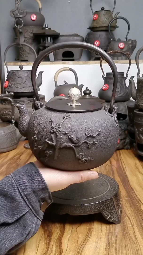 铸铁精铸喜上眉梢烧水壶1500毫升