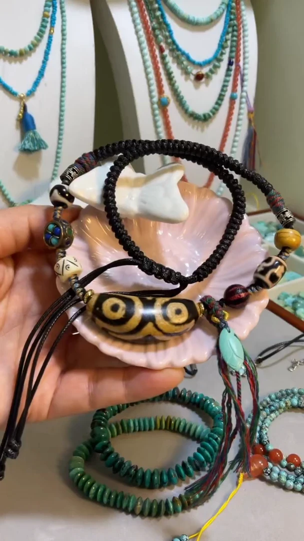 未镶嵌玛瑙/玉髓珠宝奇石42.3*16mm三眼珠珠