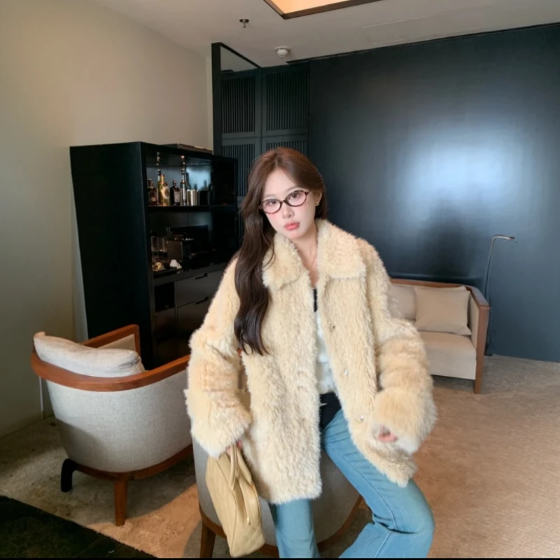 秋冬季毛绒绒宽松羊羔毛厚外套女高级感年轻毛毛仿皮草上衣
