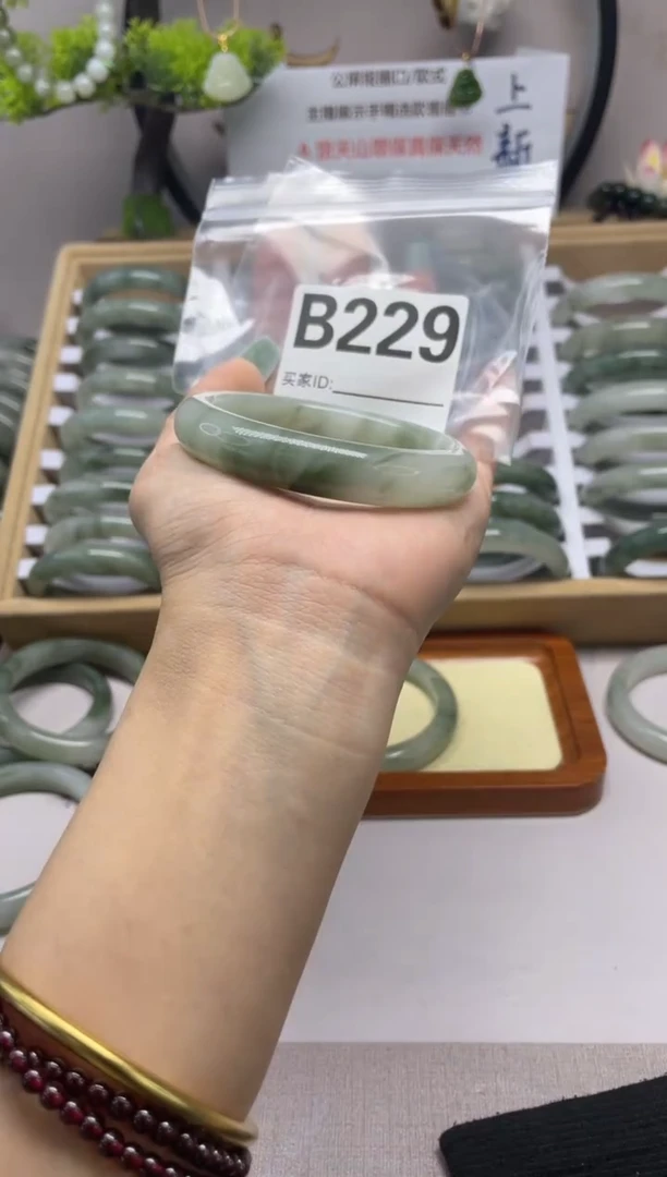【闪购商品】石英质玉（天山翠）手镯未镶嵌b229