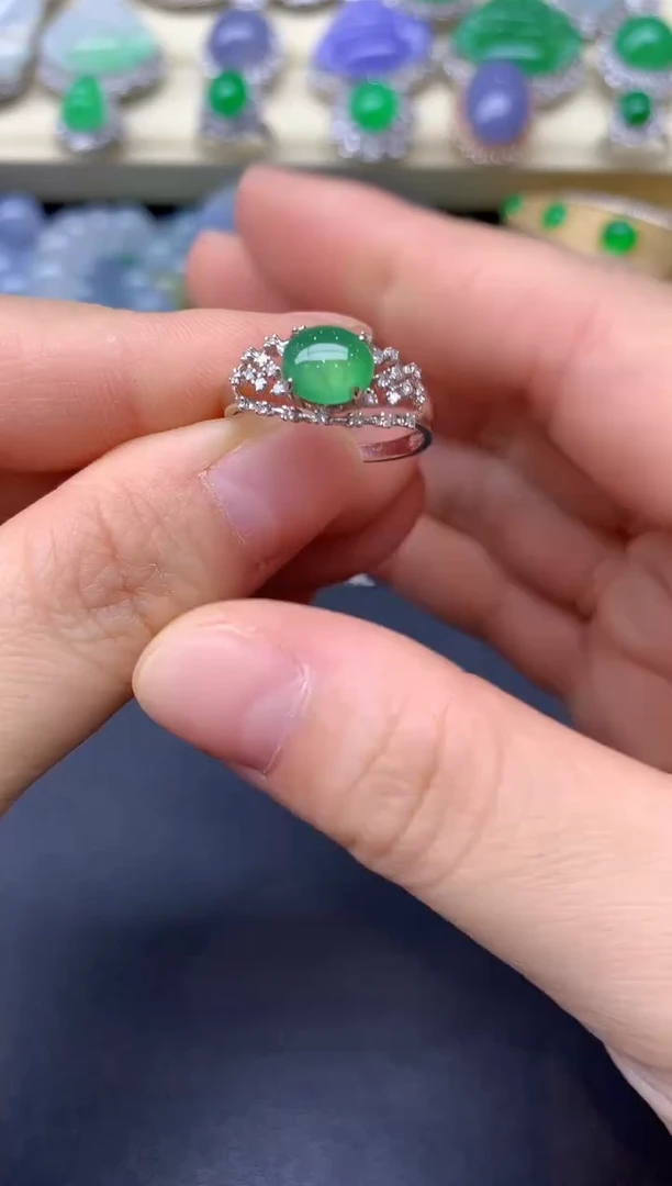 18K金镶嵌戒指翡翠166-雪姐翡翠天天见