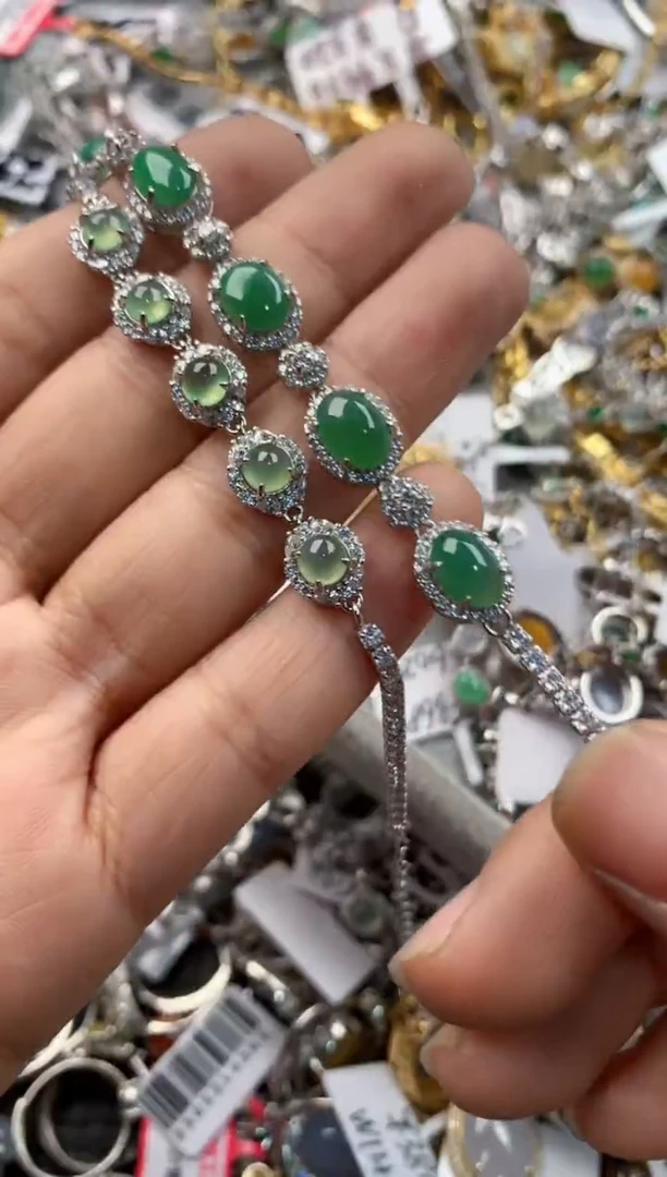 银S925镶嵌戒指翡翠3333----9