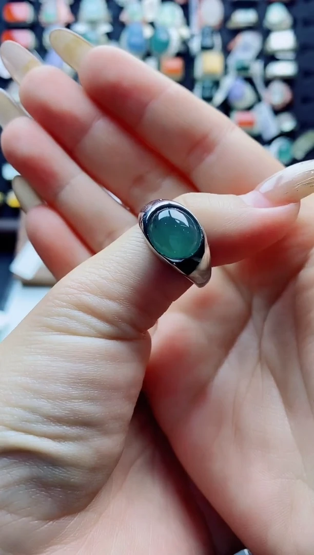 未镶嵌戒指翡翠玖**督天然翡翠A货男戒