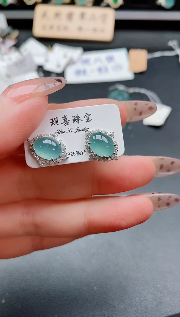 银S925镶嵌戒指翡翠1