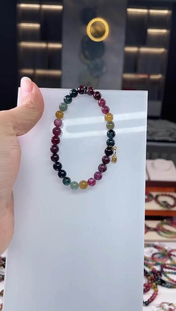 未镶嵌老矿碧玺彩虹单圈手串6mm+碧玺（多样性发一条）Q