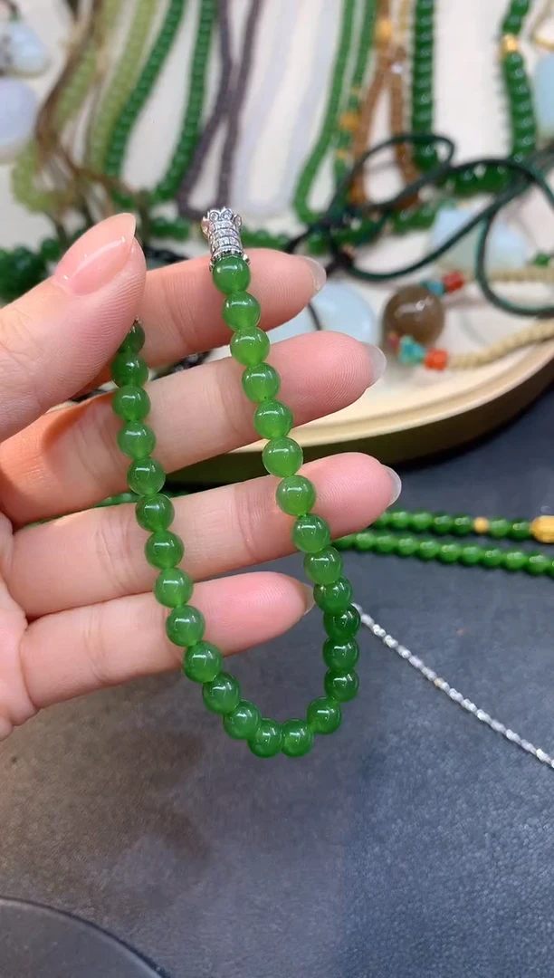 项链银S925镶嵌和田玉A170|1800