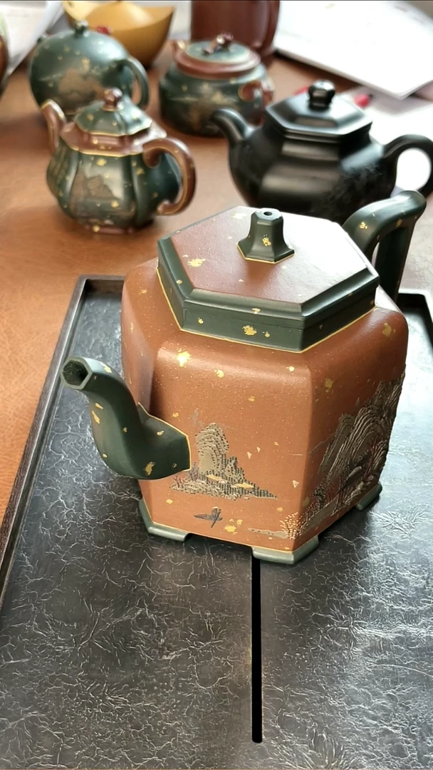 茶壶绿泥正气六方