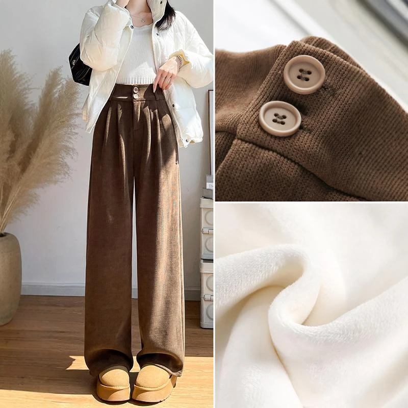 雪尼尔西装裤女春秋2025新款高腰垂感高级感直筒窄版小个子阔腿裤