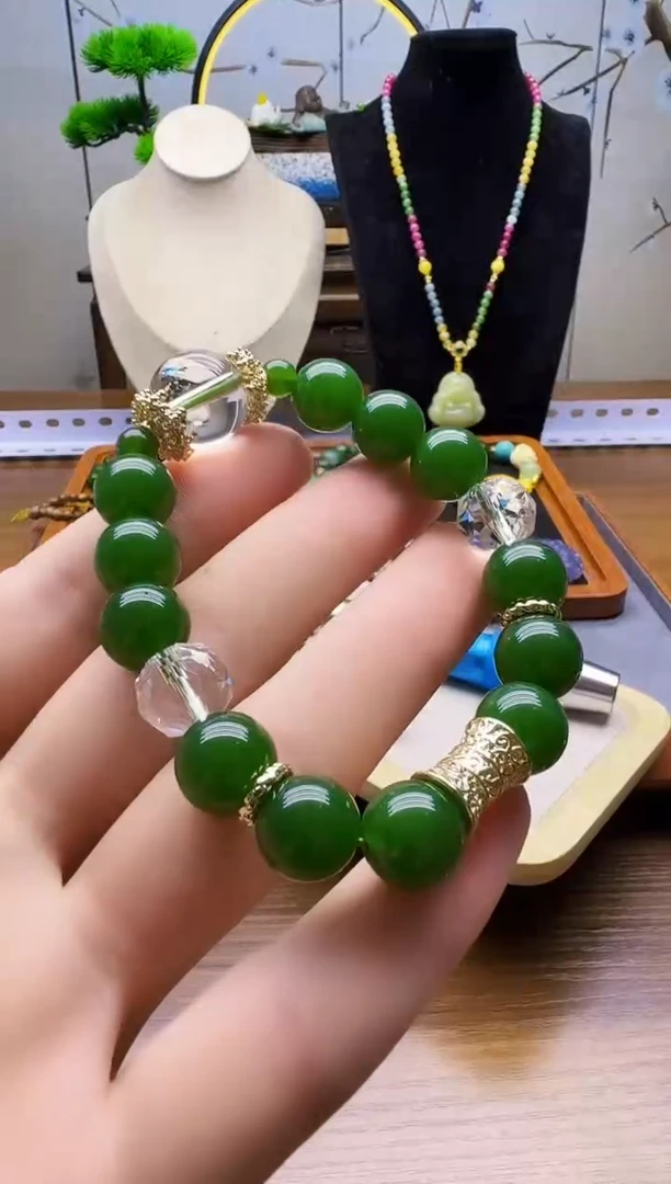 手链14K金镶嵌和田玉S65