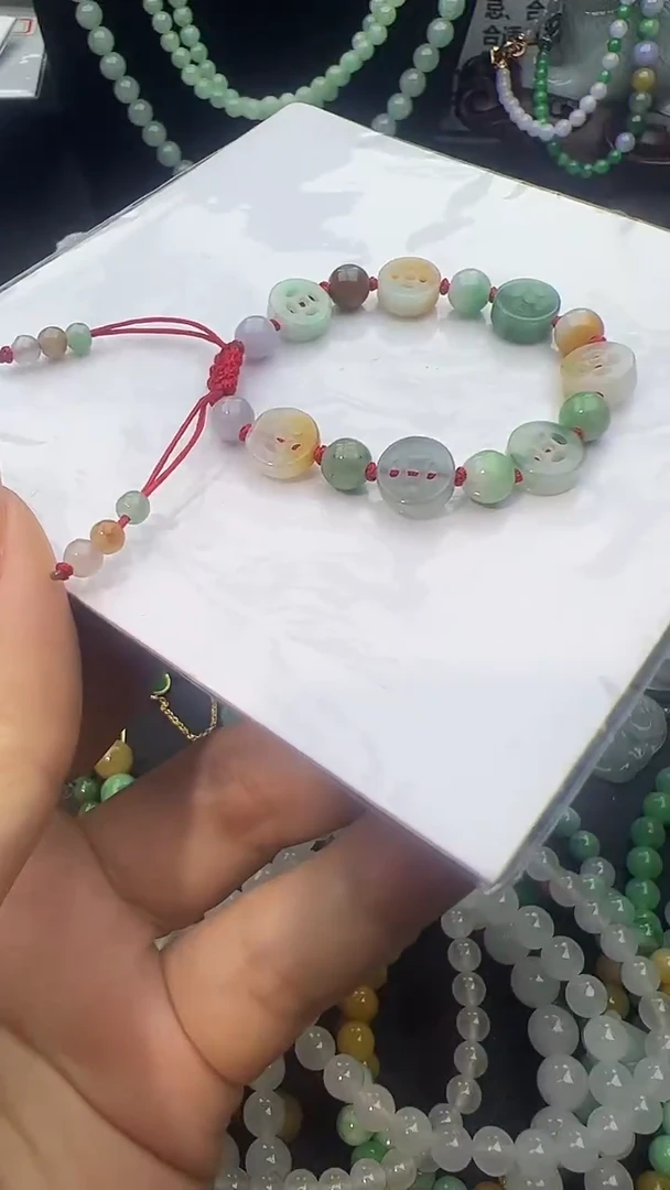 未镶嵌手绳翡翠小孩古钱手串