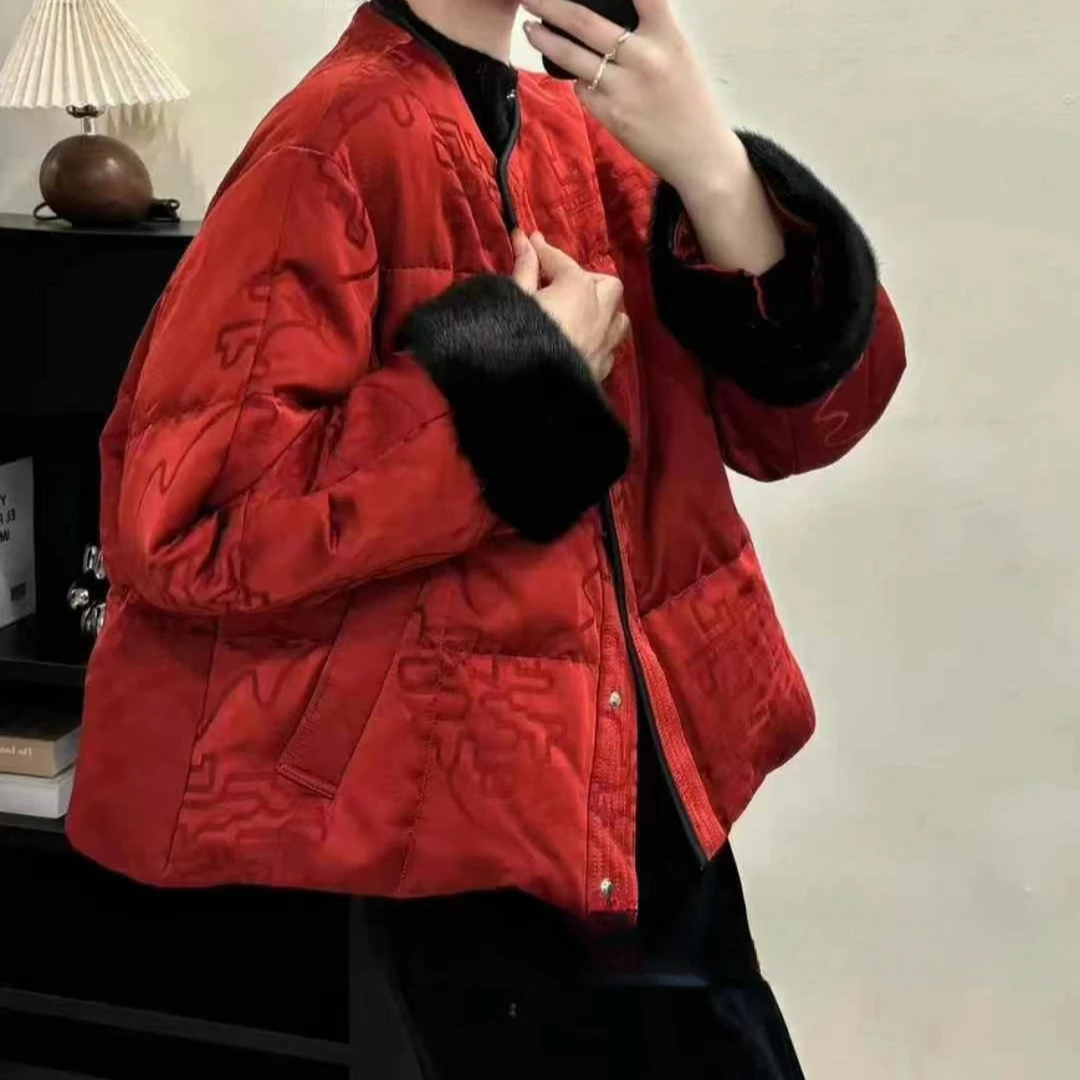 王姐推荐新中式圆领开衫棉外套