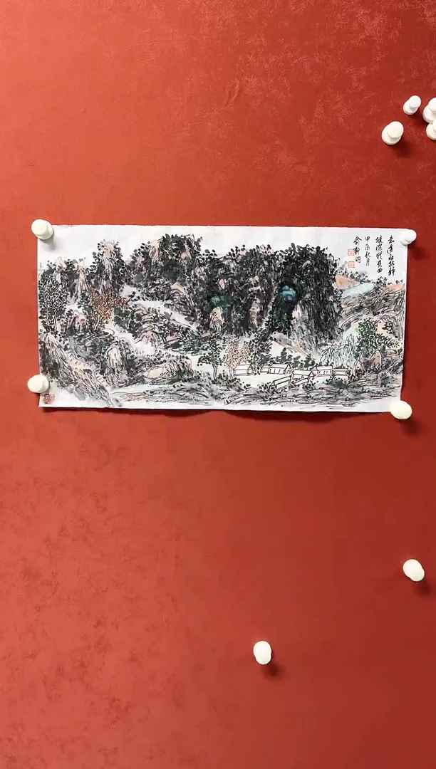 【闪购商品】国画俞新明 国画山水画芯 68*34手工托心