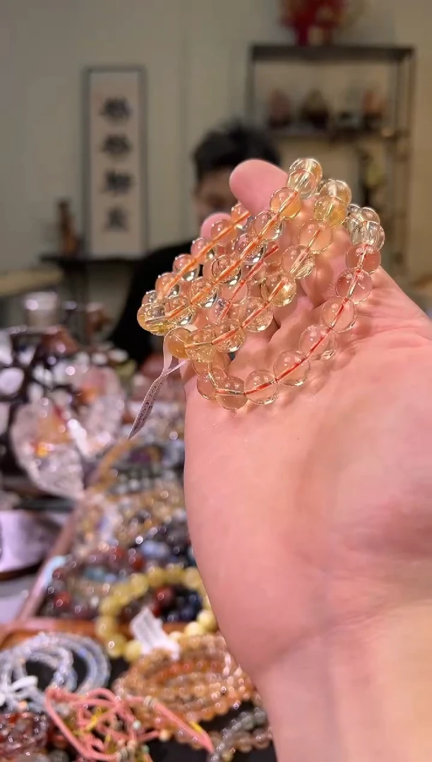 【闪购商品】黄晶手串未镶嵌10.5m巴西黄水晶手串（多样性发其一）