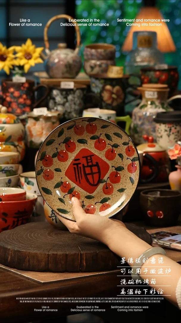 陶瓷景德镇高温釉下彩手工手绘款式