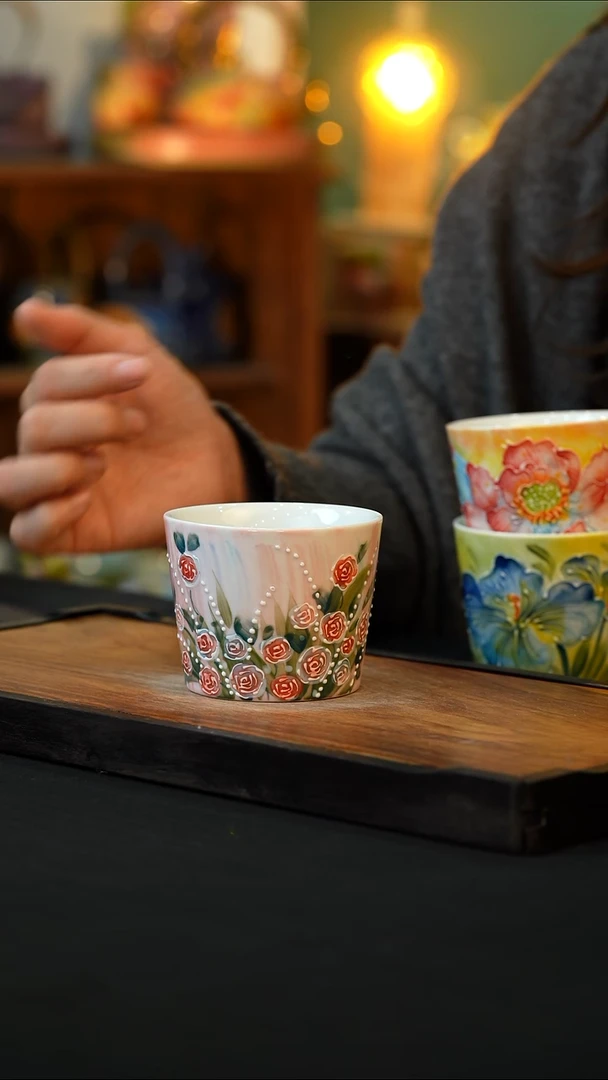 杯手绘心瓷陶瓷浮力