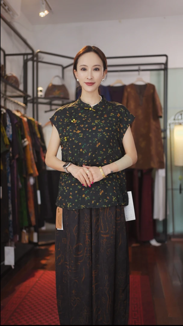 【万朵小花】复古立领小衫时尚小飞袖碎花薄款351-352万朵小花