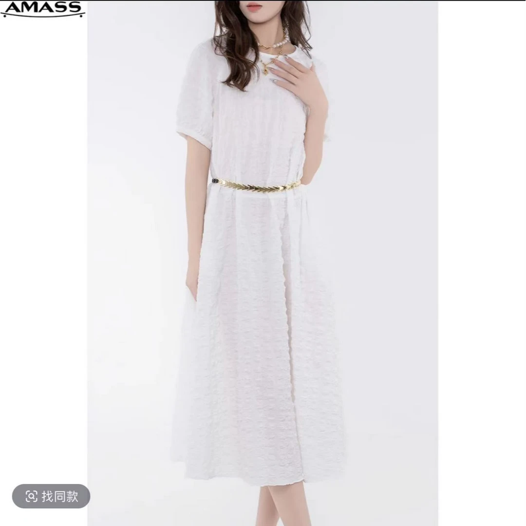 AMASS/阿玛施夏季气质法式优雅短袖女装宽松连衣裙时尚5500534