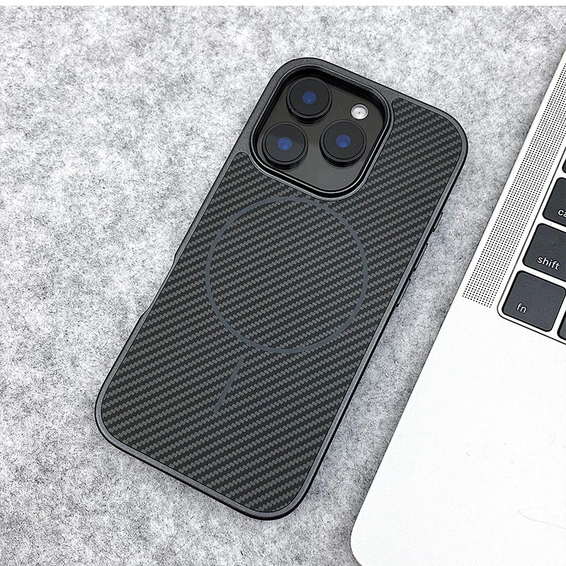 适用iPhone16ProMax手机壳新款碳纤维纹磁吸防摔超薄硬壳