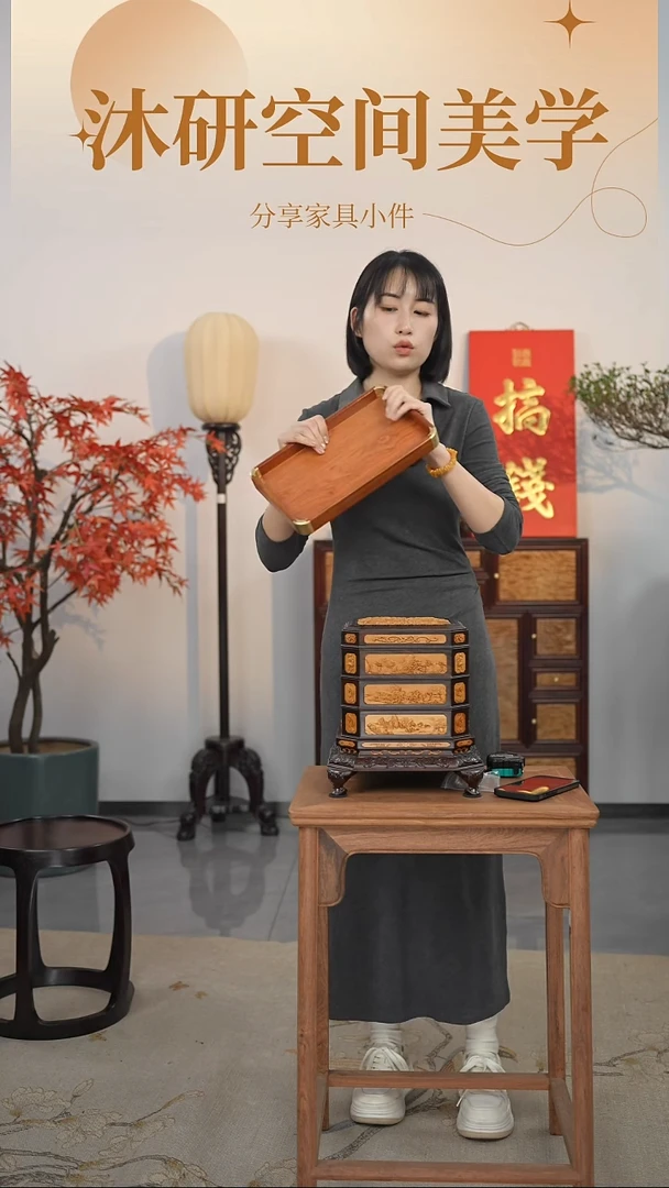 紫檀木类成套家具缅甸华丽茶盘
