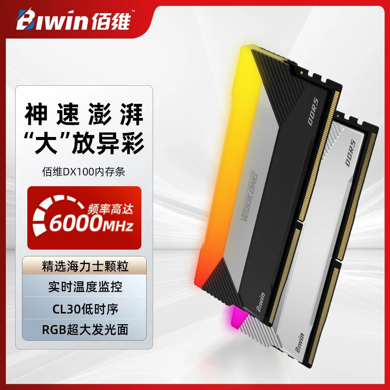 佰维（BIWIN）悟空DX100台式机6000频率CL28时序AMD特调RGB内存条