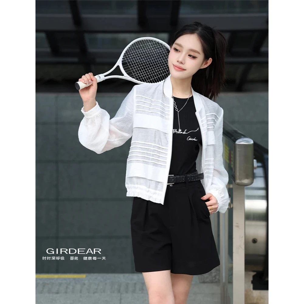 GIRDEAR/哥弟莱赛尔透气轻薄简约休闲百搭夏季短外套女1400734