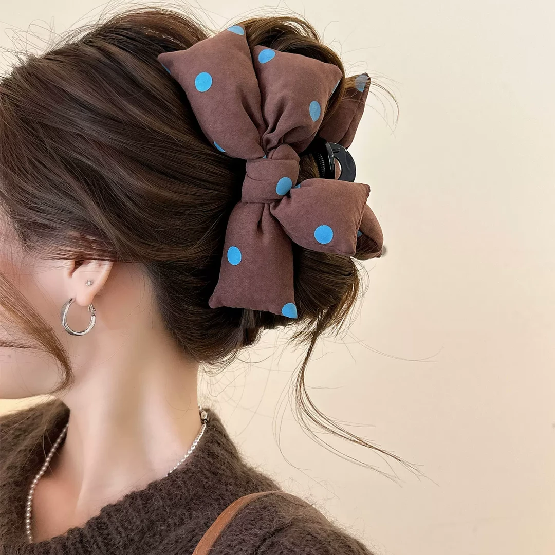 韩系气质充棉蝴蝶结大号发夹女2025新款高端抓夹后脑勺鲨鱼夹头饰