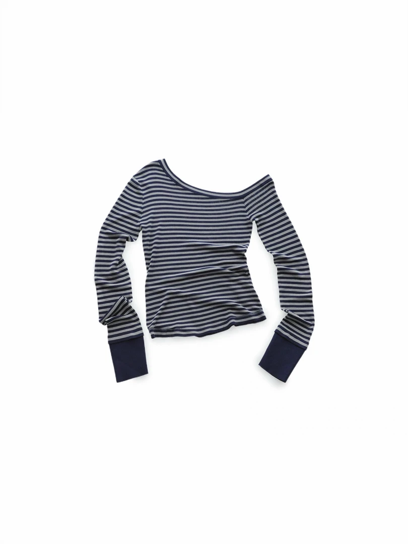 MANZANILLA 25早春新品 设计师品牌 斜肩条纹针织衫