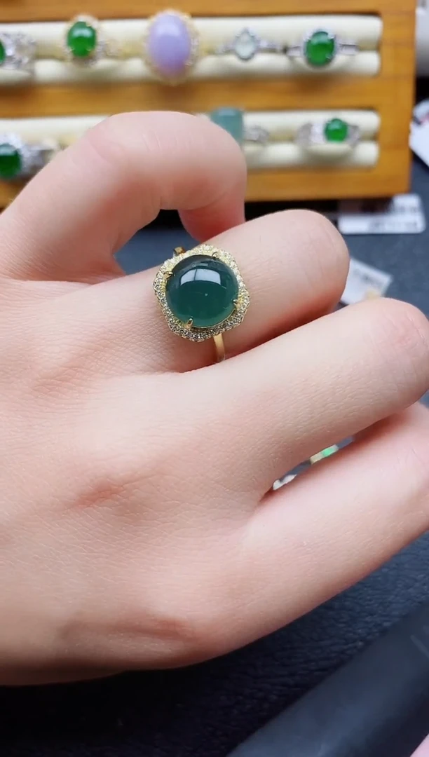 银S925镶嵌戒指翡翠1