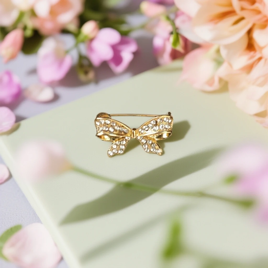 铜合金仿水晶胸针 2号法式简约蝴蝶结胸针