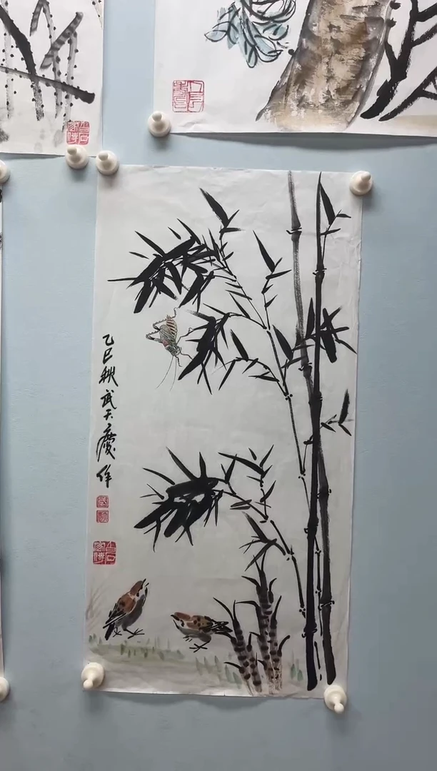 国画武天庆老师竹报平安