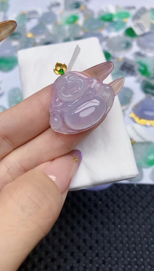 翡翠18K金镶嵌颈饰569   天然翡翠A货