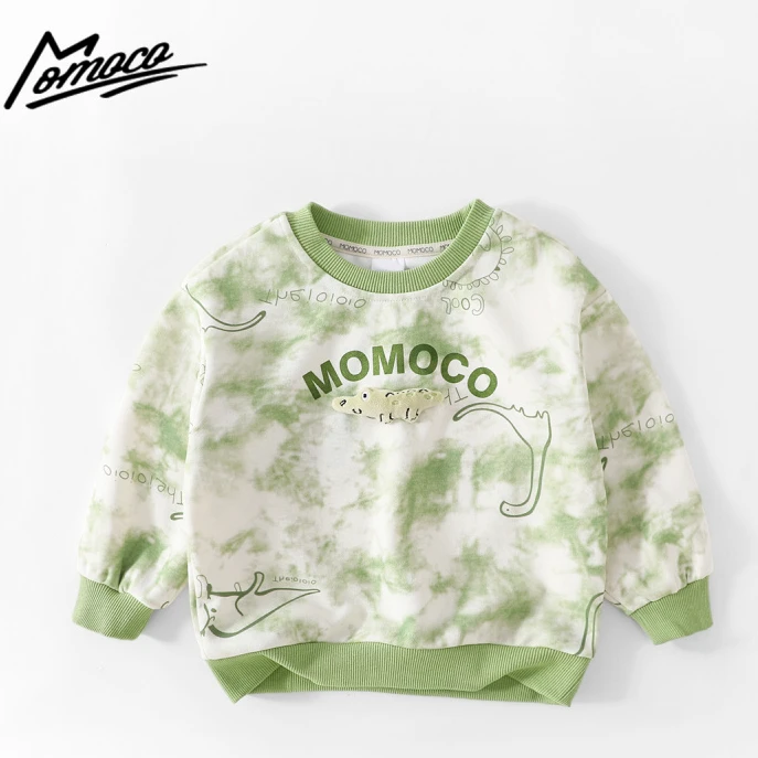 MOMOCO2025款春秋季男童潮流扎染恐龙长袖休闲卫衣77130232008