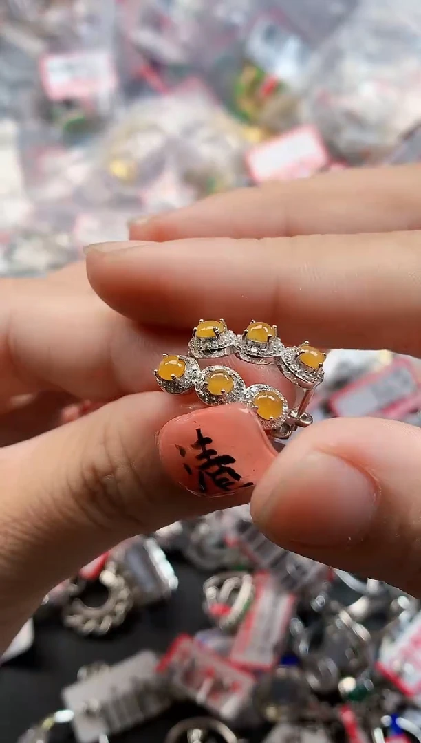 银S925镶嵌戒指翡翠天然A货缅甸翡翠