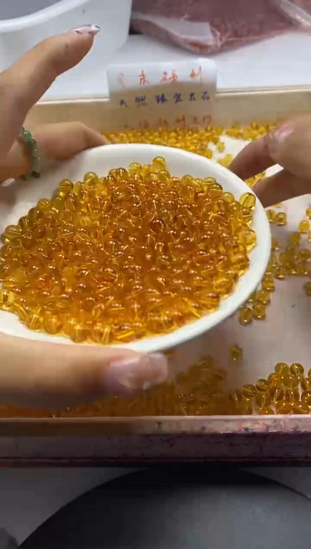 未镶嵌颈饰水晶w127全净体黄水晶6mm*30颗