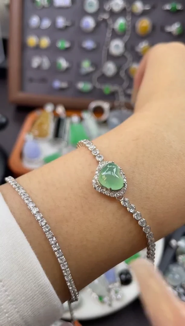 银S925镶嵌手链翡翠手链