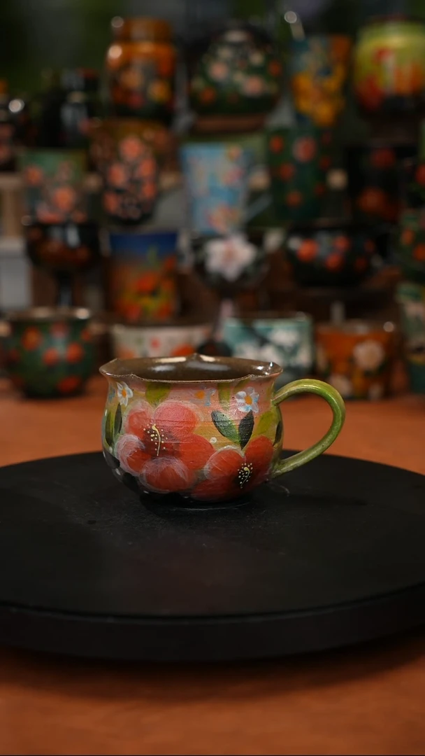 紫砂油画手绘釉 下彩