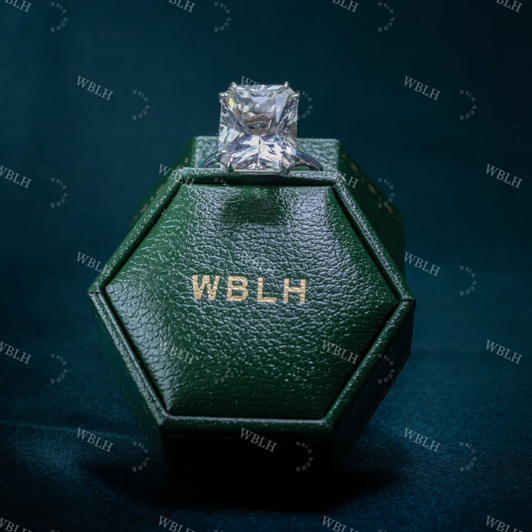 WBLH 天然包裹体冰糖白海蓝宝戒指