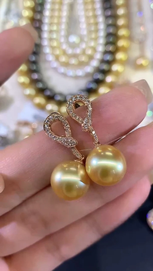 18K金镶嵌耳饰海水珍珠a216