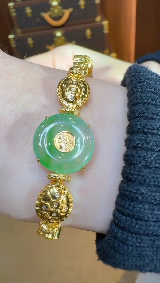 足金镶嵌手链翡翠多样性团购发一件