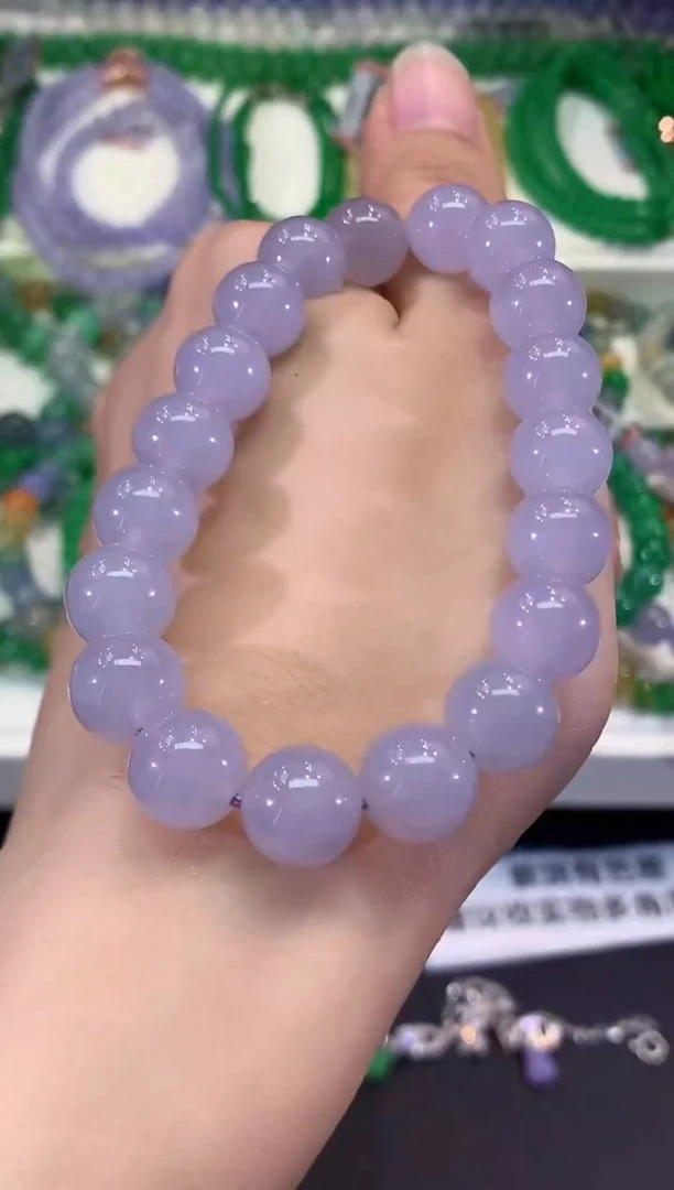 未镶嵌手串翡翠C246 紫货有色差